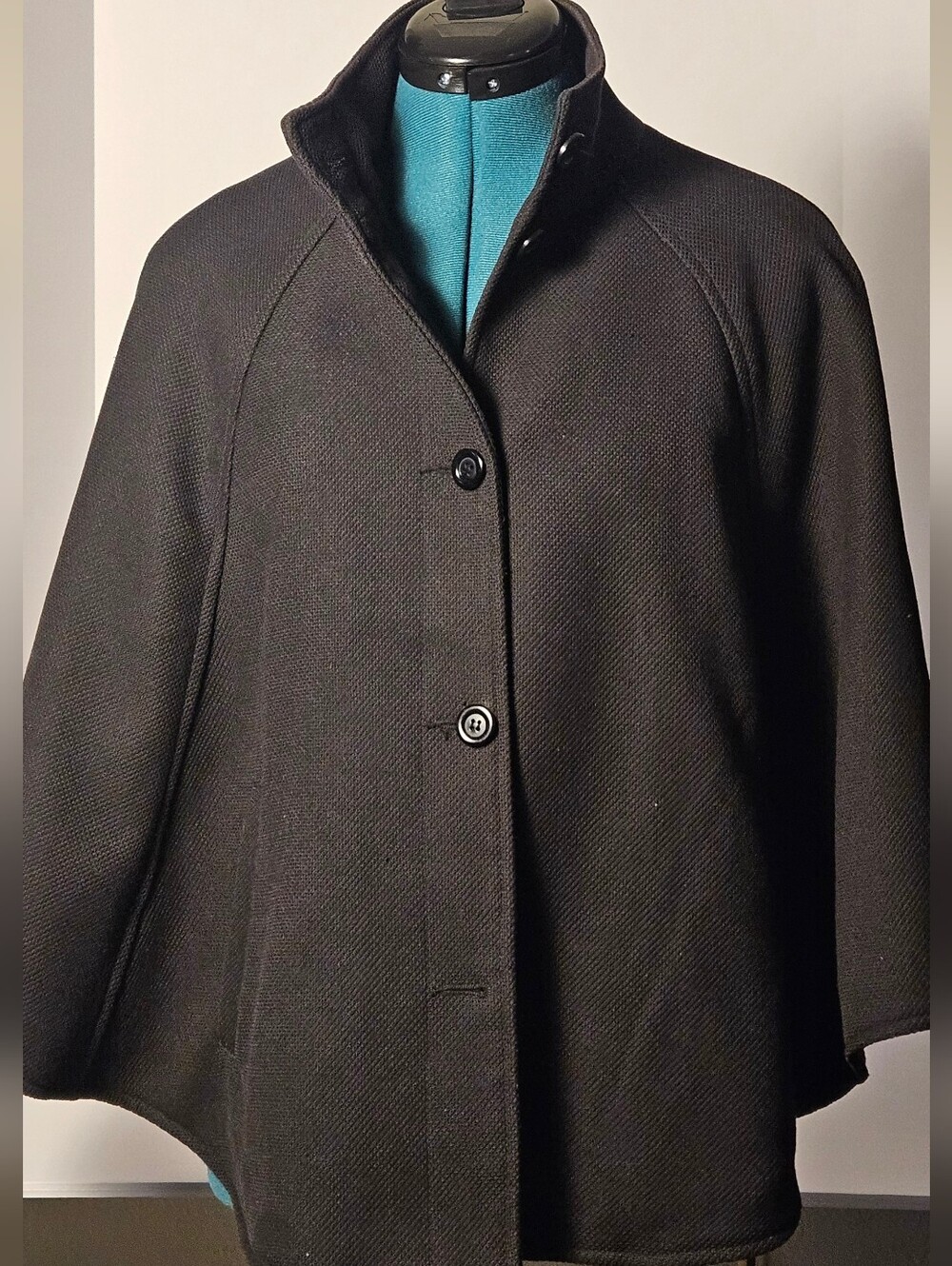 H&M Black Textured Cape Jacket